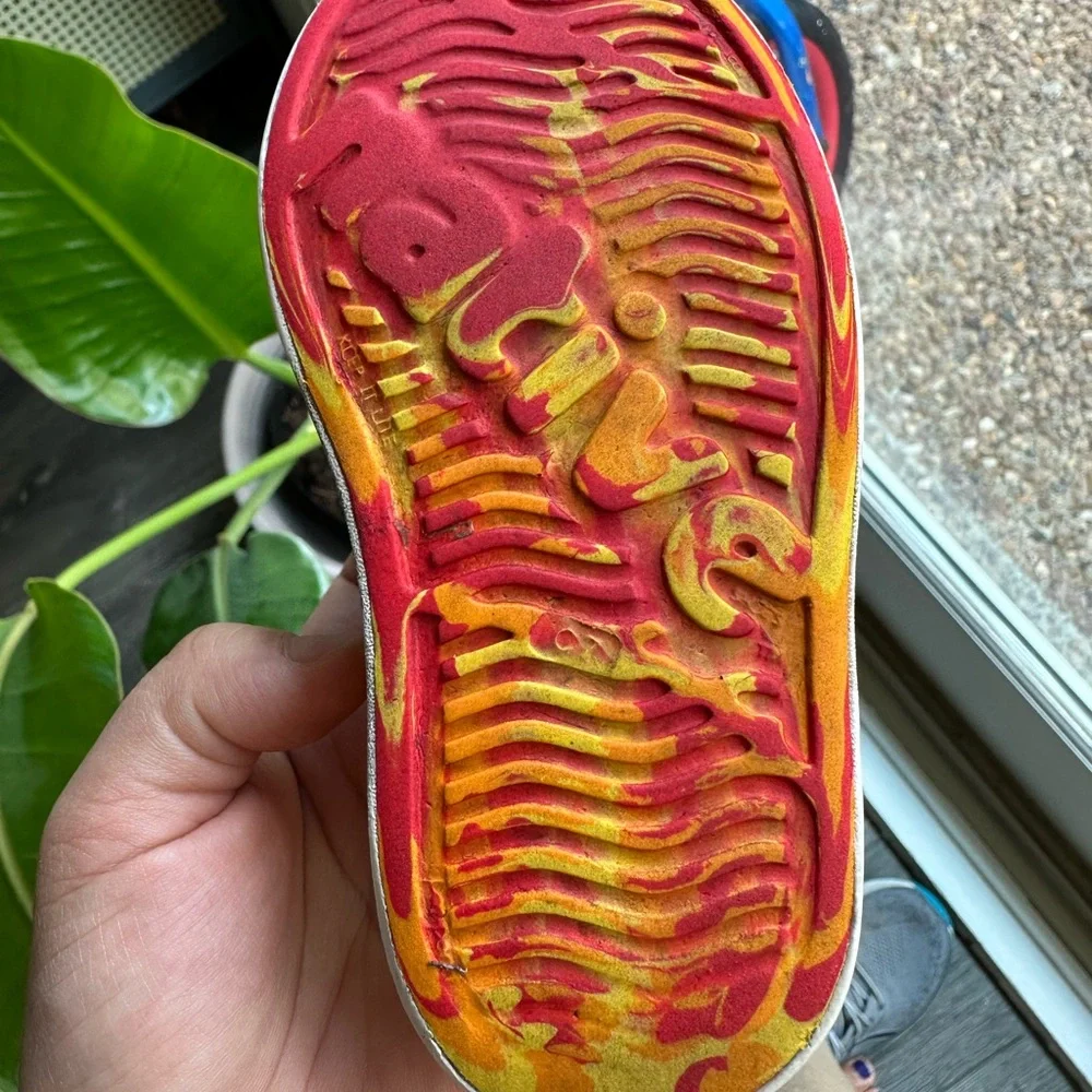 Unisex Native Shoes - yellow and orange tie-dye slip-on sneakers